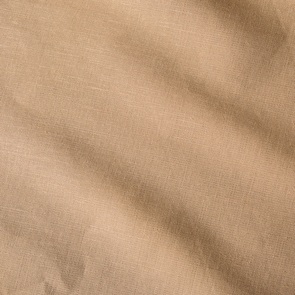 Delicate light brown linen-cotton blend fabric with a soft touch and plain weave