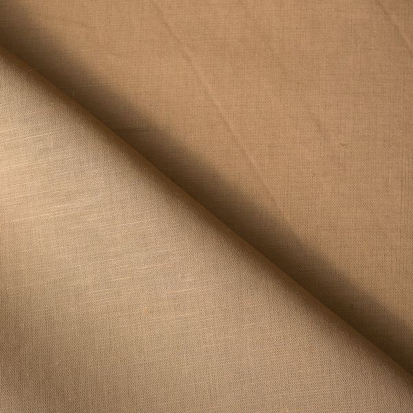 Delicate light brown linen-cotton blend fabric with a soft touch and plain weave