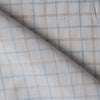 Yarn-dyed check pattern linen fabric in earth and sky hues, ideal for elegant and natural clothing.