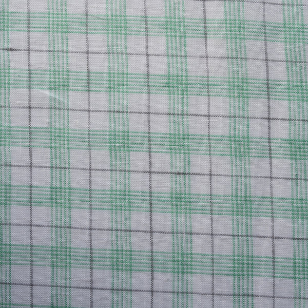 Lightweight minty plaid linen fabric perfect for spring/summer shirts, tunics, and dresses