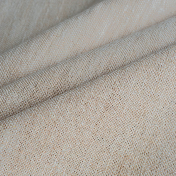 Vanilla Drift Yarn-Dyed Linen Silk Blend Fabric – handwoven linen & Eri silk, heavyweight upholstery fabric (388 GSM)