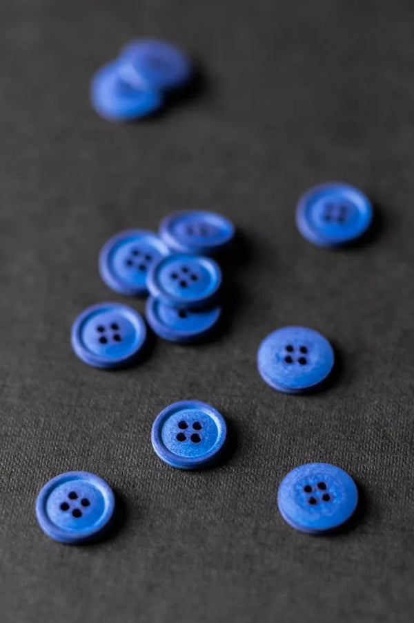 Bright Blue Cotton Button 15mm - organic cotton sewing button, eco-friendly and washable