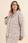 Elegant Carolyn Pajamas set with classic notched collar, customizable sleeve options, and contrasting piping details, designed for intermediate sewers