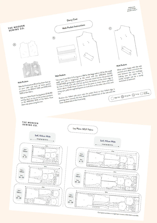 Stylish Darcy Coat pattern, ideal for layering over any outfit, with options for lining and pockets, available in sizes 4-28 for a tailored fit.