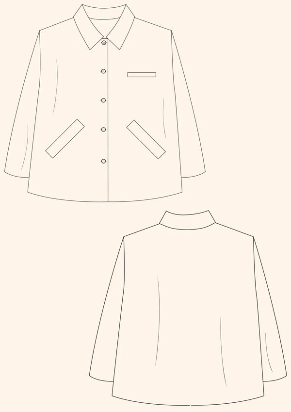 Potters Jacket Multi-Size PDF Pattern. Timeless Potters Jacket sewing pattern featuring a fully lined design with options for welt or gusset pockets, available in two lengths for a year-round classic look