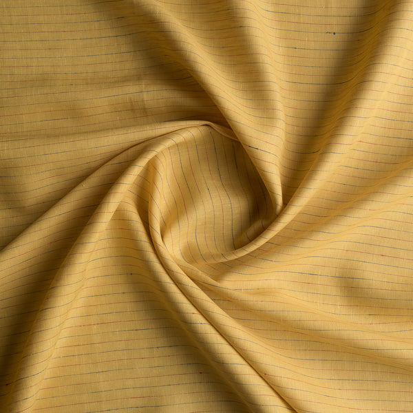 Lightweight Primary Pinstripe 100% linen fabric with yellow, red, and blue colours, perfect for creating relaxed and fun casual wear
