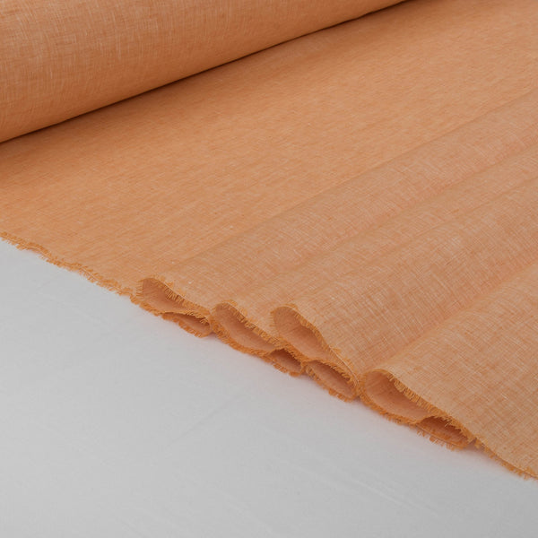 Orange Chambray 100% Linen Fabric-Pure Linen Fabric-Baird Mcnutt Linen-de Linum