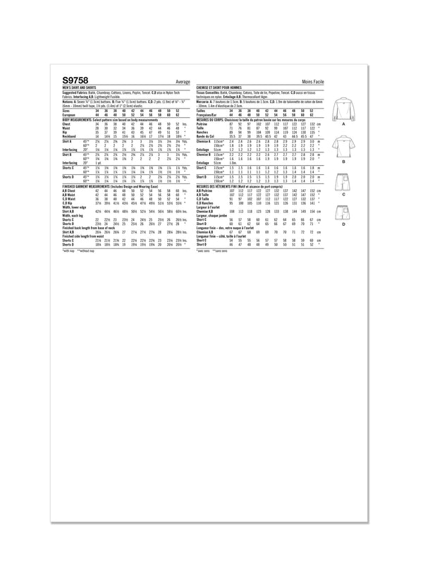 Men’s shirts and shorts made using Simplicity Sewing Pattern by Norris Danta Ford