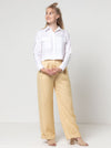 Spencer Woven Pant sewing pattern with wide leg design, cuffed hem, and detailed pockets, ideal for linen, wool, crepe, or gabardine fabrics.