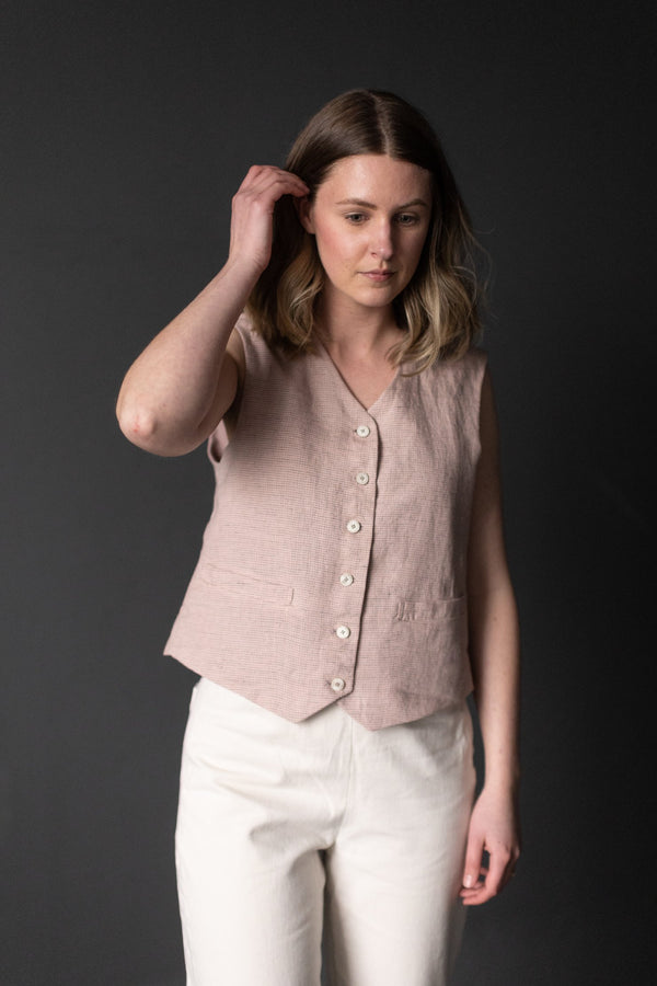Miller Sewing Pattern - Boxy Waistcoat with Welt Pockets and Stitched Belt