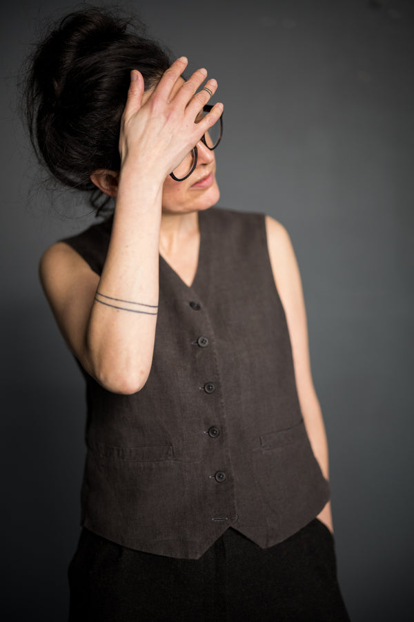 Miller Sewing Pattern - Boxy Waistcoat with Welt Pockets and Stitched Belt