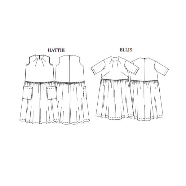 Ellis & Hattie sewing pattern showcasing neck darts, feminine shaping, and patch pockets.