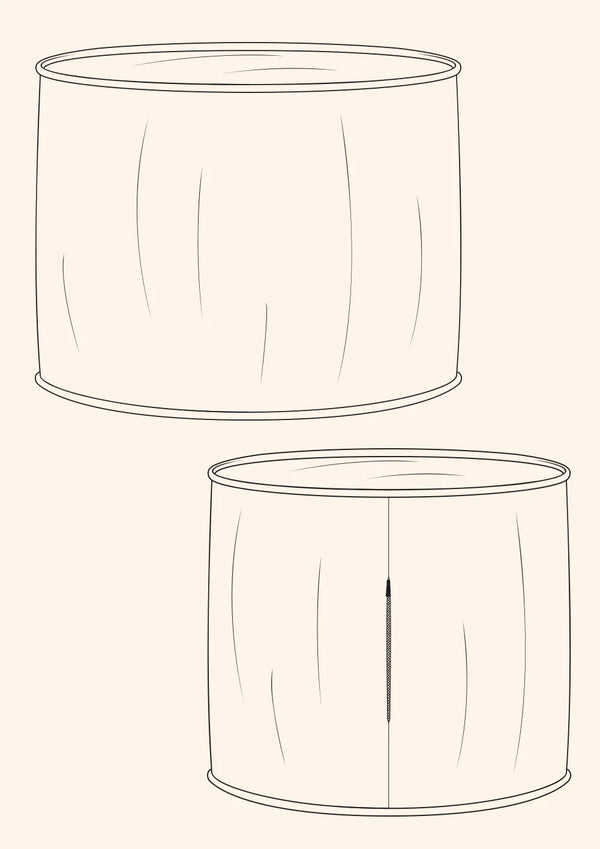 Eco-friendly Zero Waste Pouffes in mustard yellow and light grey, with textured fabric and pink stitching, embodying sustainable home decor