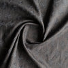 Ash Fern embroidered linen fabric – lightweight dark grey 100% linen with fern motif embroidery