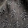 Ash Fern embroidered linen fabric – lightweight dark grey 100% linen with fern motif embroidery