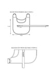 Technical drawing of a bag with webbing belt and self-belt options on a white background.