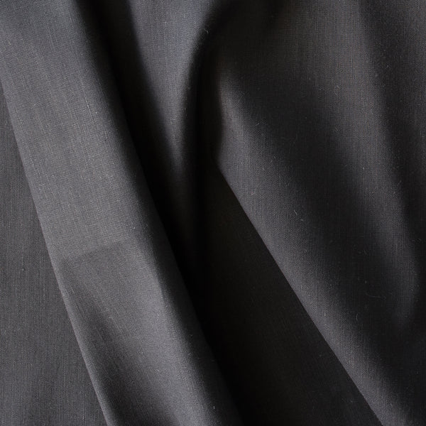 Black Linen Blend Fabric – lightweight 145 GSM, slight stretch with cotton & Lycra