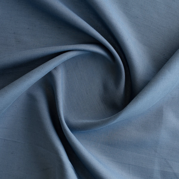 Blue Bayoux Linen Blend Fabric – deep blue shade, lightweight plain weave,