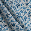 Blue Coral 100% Linen Fabric – ocean-inspired blue print on white-green base