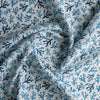 Blue Coral 100% Linen Fabric – ocean-inspired blue print on white-green base