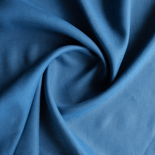 Blue Depths 100% Linen Fabric – medium weight navy linen with grey undertones