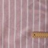 Blush Stripe Yarn-Dyed Linen Blend Fabric – muted mauve with elegant white stripes, lightweight 135 GSM