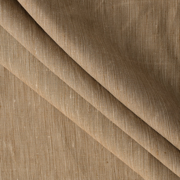 Close-up of Bushland Mustard linen fabric, 100% linen, medium weight, twin-tone mustard and earthy hues.