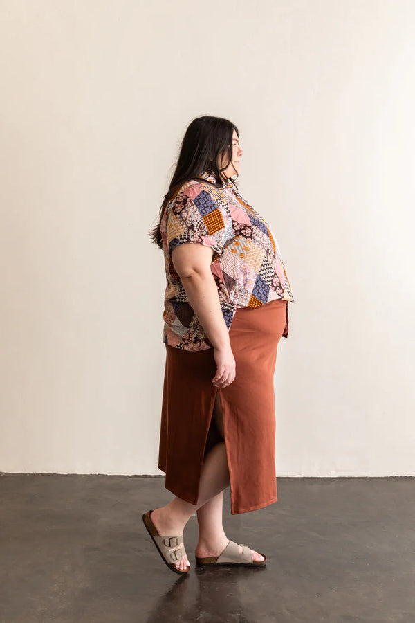 Butano Button Up Sewing Pattern – relaxed button-up shirt with optional neckerchief, XS-7X