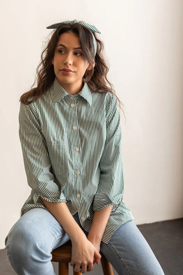 Butano Button Up Sewing Pattern – relaxed button-up shirt with optional neckerchief, XS-7X