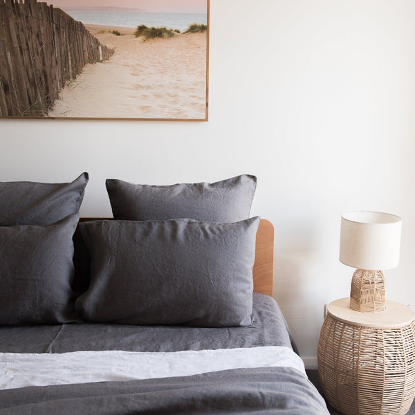 Charcoal Grey 100% Linen Fitted Sheet