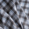 Classic Slate Plaid Linen Fabric – grey and blue check pattern on white background, 100% linen