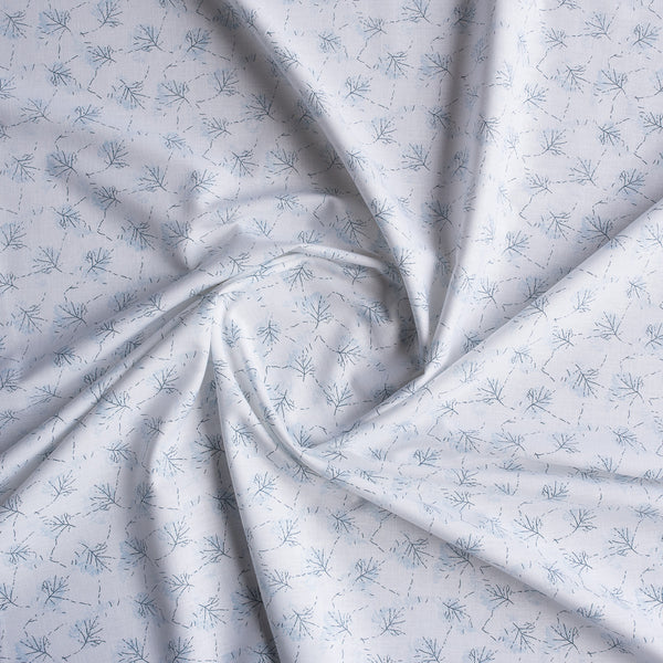 Light and airy Cool Breeze Linen-Cotton Blend Fabric with a clean leaf print, offering a crisp drape and soft feel for comfortable, stylish wear.