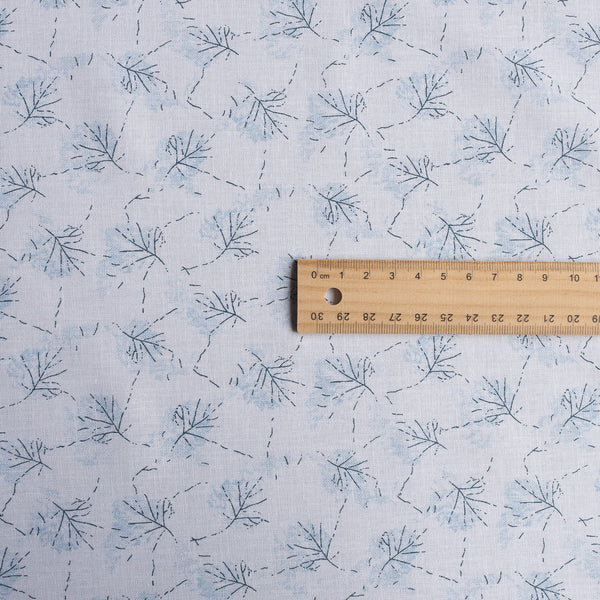 Light and airy Cool Breeze Linen-Cotton Blend Fabric with a clean leaf print, offering a crisp drape and soft feel for comfortable, stylish wear.