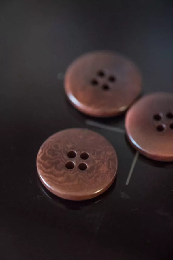 Brown corozo button 15mm, 4 hole sewing button