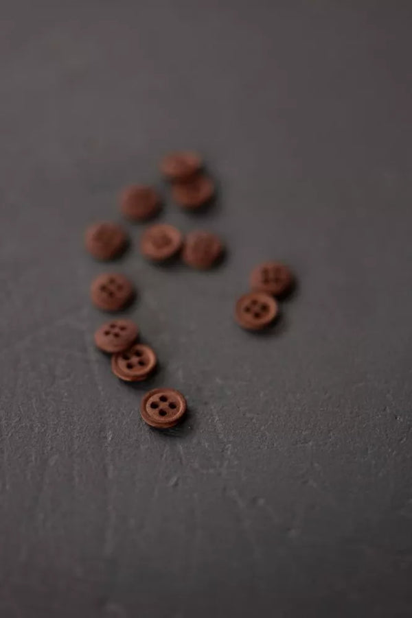 Brown/Red Cotton Button 11mm - organic cotton sewing button, eco-friendly and washable