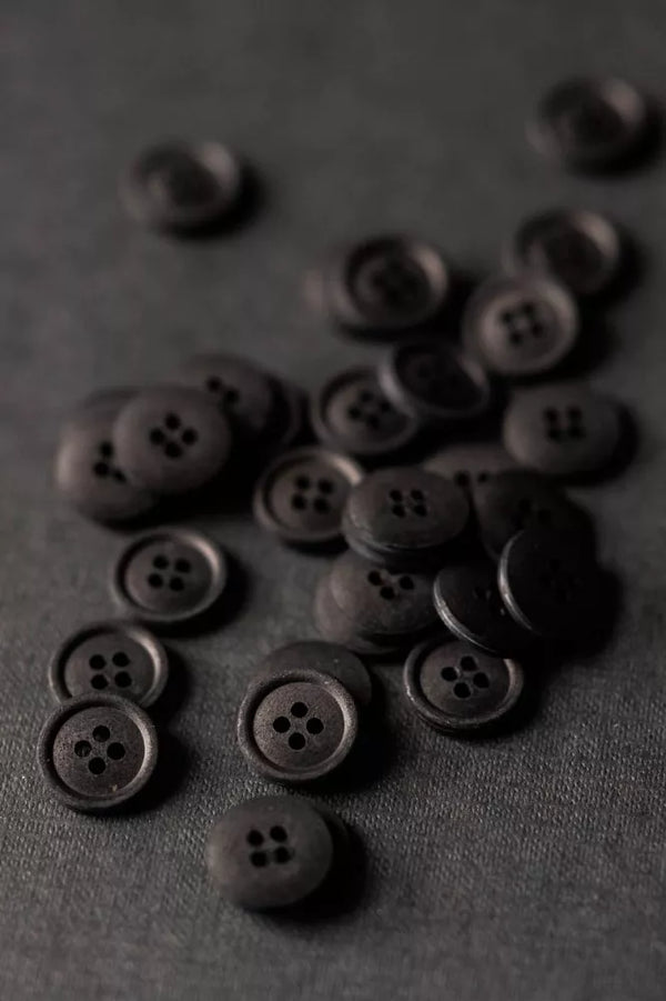 Black Cotton Button 15mm - organic cotton sewing button, eco-friendly and washable