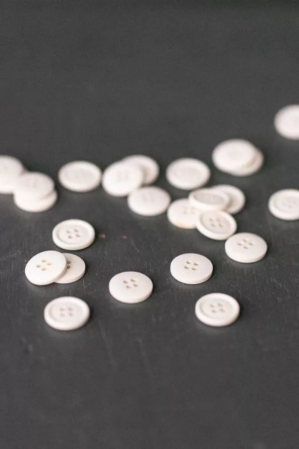 White Cotton Button 15mm - organic cotton sewing button, eco-friendly and washable