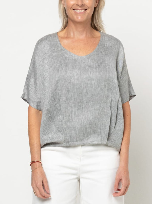 Daphne Tunic Sewing Pattern – oversized cocoon shape tunic with hem tucks and U neckline