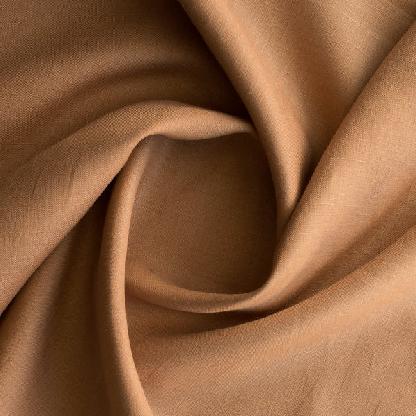 Desert Clay 100% Linen Fabric – warm earthy brown shade, medium weight 185 GSM, fine 40 LEA weave