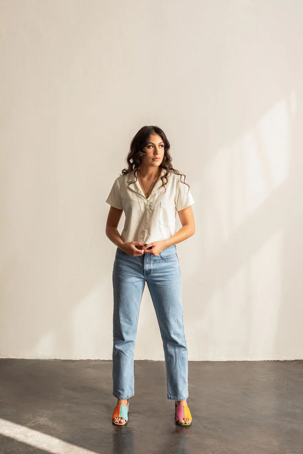 Donny Shirt Sewing Pattern – boxy pull-on woven top with lapel collar and pocket (XS–7X)