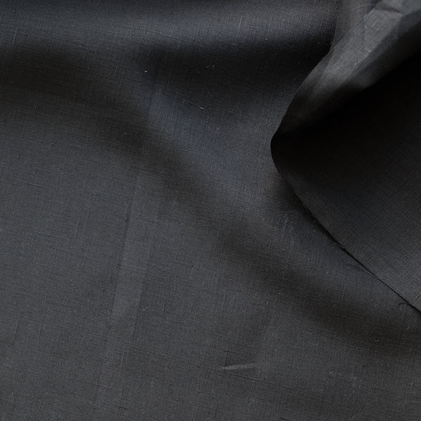 clipse Black 100% Linen Fabric – deep black, lightweight 140 GSM, 60 LEA fine weave