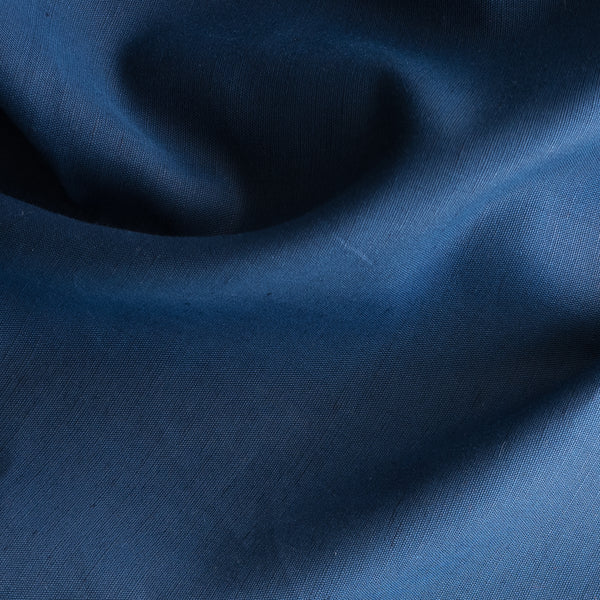 Eclipse Blue Linen Blend Fabric – deep blue shade, lightweight 135 GSM, linen-cotton blend