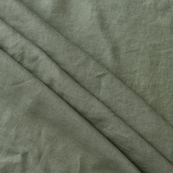 Eucalypt Khaki extra wide 100% linen fabric in muted grey-green khaki for curtains, bedding and relaxed garments