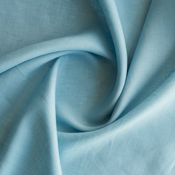 Glacier Blue 100% Linen Fabric – icy blue-green shade, lightweight 135 GSM, fine 60 LEA weave