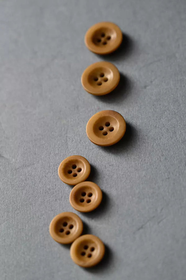 Gold corozo button 14mm, 4 hole sewing button