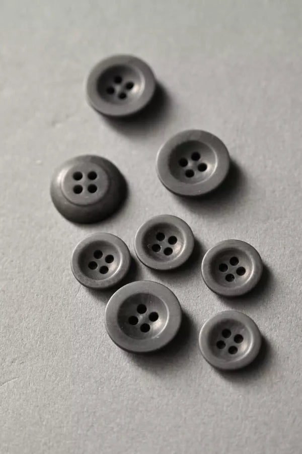 Grey corozo button 14mm, 4 hole sewing button