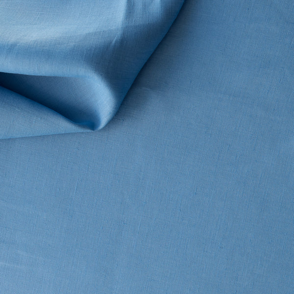 Harbour Blue 100% Linen Fabric – deep ocean blue, lightweight-medium 155 GSM, fine 50 LEA weave