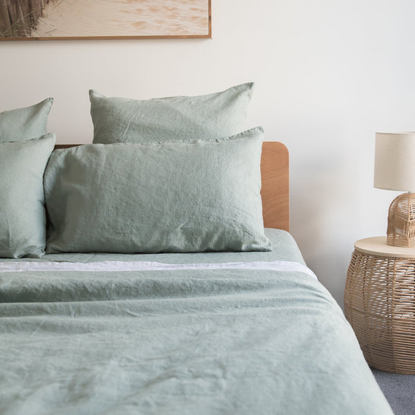 Harbour Sage 100% Linen Flat Sheet
