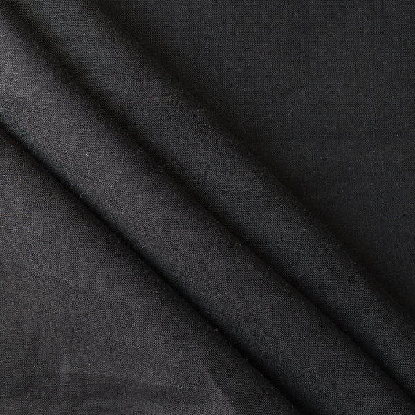 Heavy black 100% linen fabric with structured plain weave, mid-heavy weight