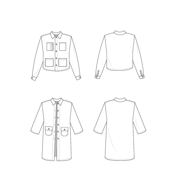Ilford Jacket Sewing Pattern – unisex modular jacket or shirt with sleeve and pocket options (XS–7X)